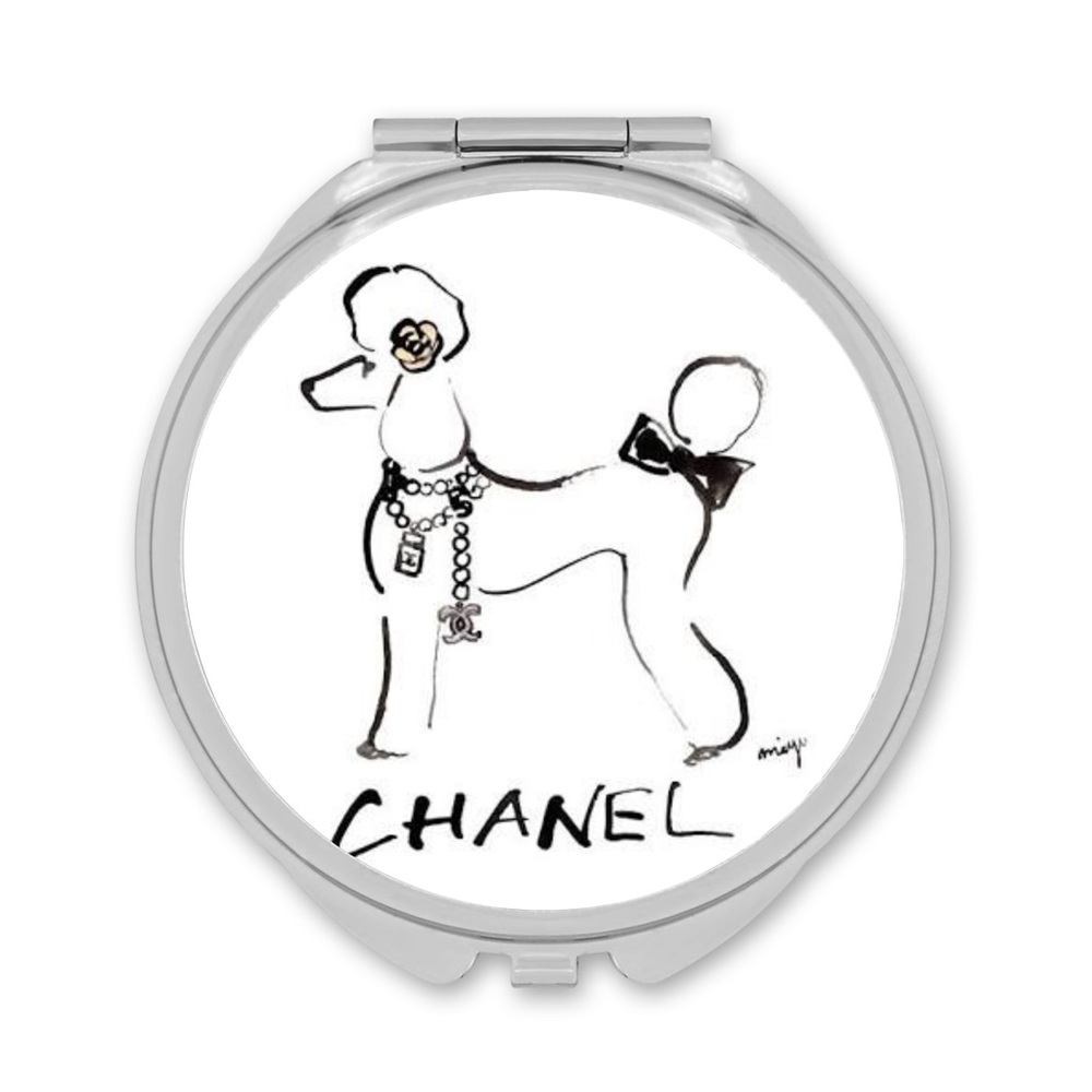 HANDMADE FASHION Round Silver Double Sided Compact Mirror